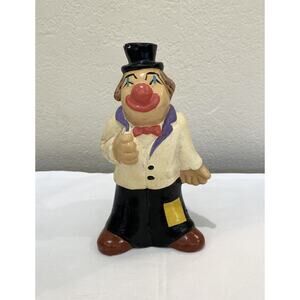 Vintage Clown Coin Piggy Bank Figurine Ceramic Multi Color Handcrafted In Japan